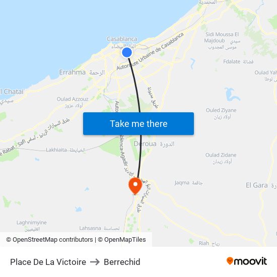 Place De La Victoire to Berrechid map