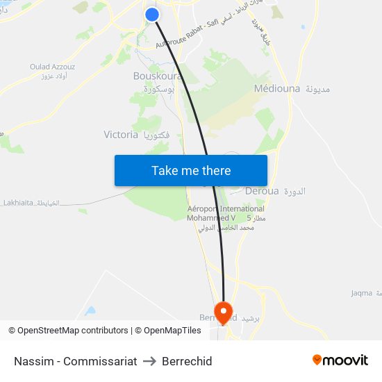 Nassim - Commissariat to Berrechid map