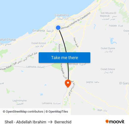 Shell - Abdellah Ibrahim to Berrechid map