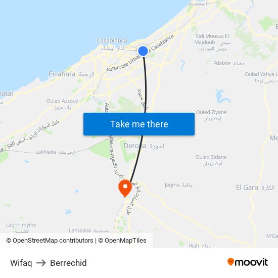 Wifaq to Berrechid map