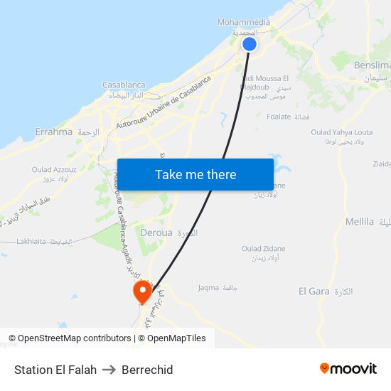 Station El Falah to Berrechid map