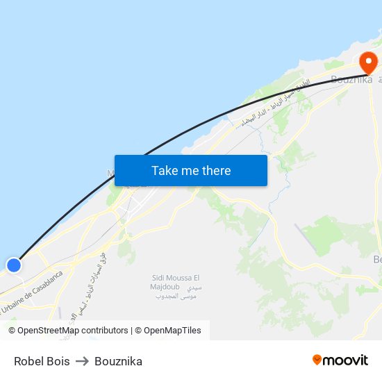 Robel Bois to Bouznika map