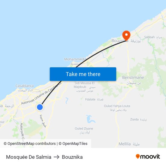 Mosquée De Salmia to Bouznika map