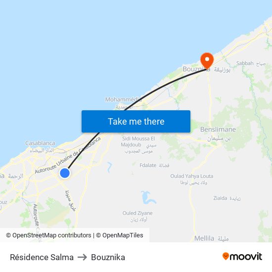 Résidence Salma to Bouznika map
