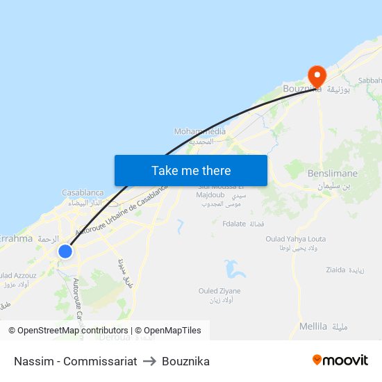 Nassim - Commissariat to Bouznika map
