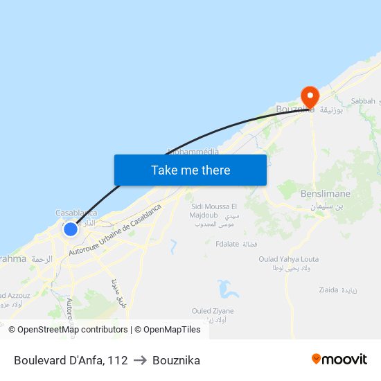 Boulevard D'Anfa, 112 to Bouznika map