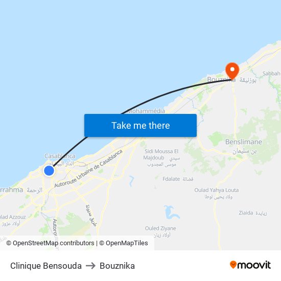Clinique Bensouda to Bouznika map