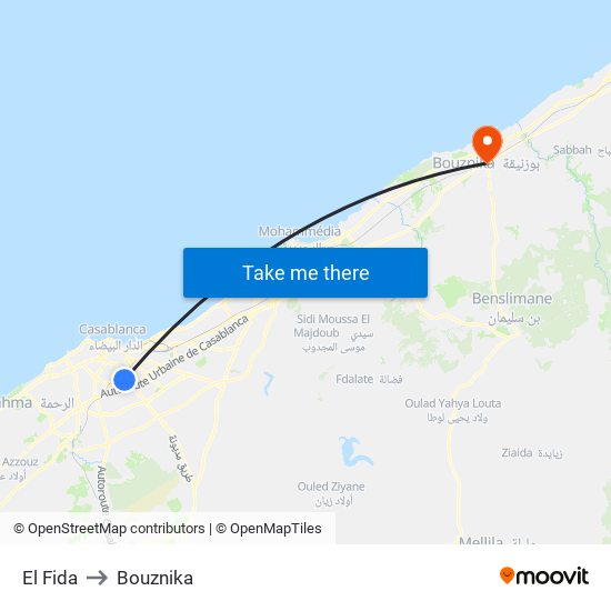 El Fida to Bouznika map