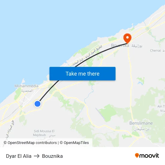 Dyar El Alia to Bouznika map