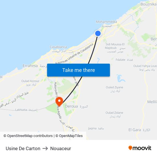 Usine De Carton to Nouaceur map