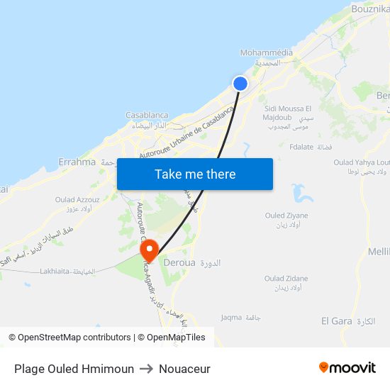 Plage Ouled Hmimoun to Nouaceur map