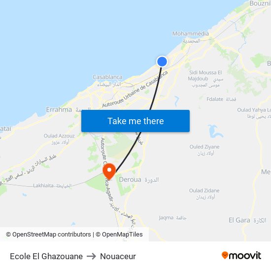 Ecole El Ghazouane to Nouaceur map
