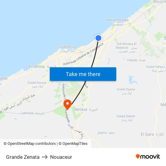 Grande Zenata to Nouaceur map
