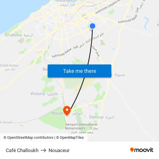Café Challoukh to Nouaceur map