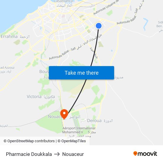Pharmacie Doukkala to Nouaceur map