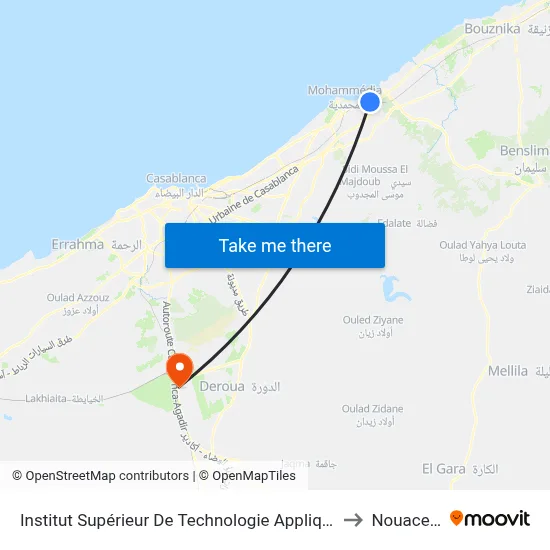 Institut Supérieur De Technologie Appliquée to Nouaceur map