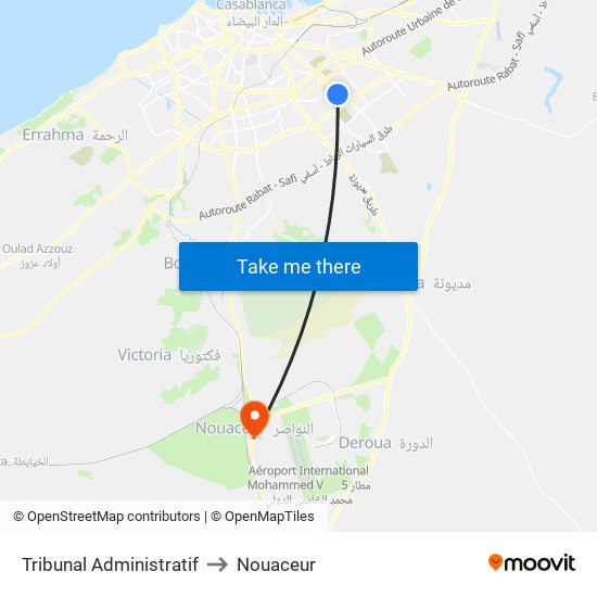 Tribunal Administratif to Nouaceur map