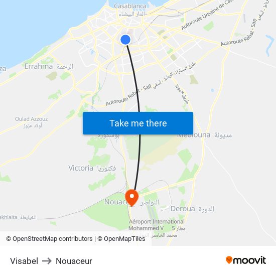 Visabel to Nouaceur map