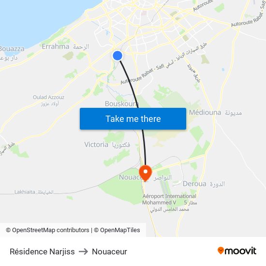 Résidence Narjiss to Nouaceur map