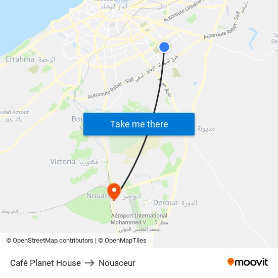 Café Planet House to Nouaceur map