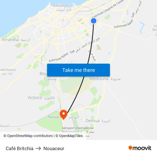 Café Britchia to Nouaceur map