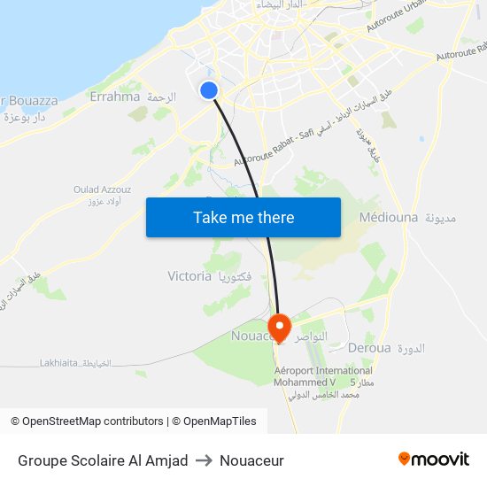 Groupe Scolaire Al Amjad to Nouaceur map
