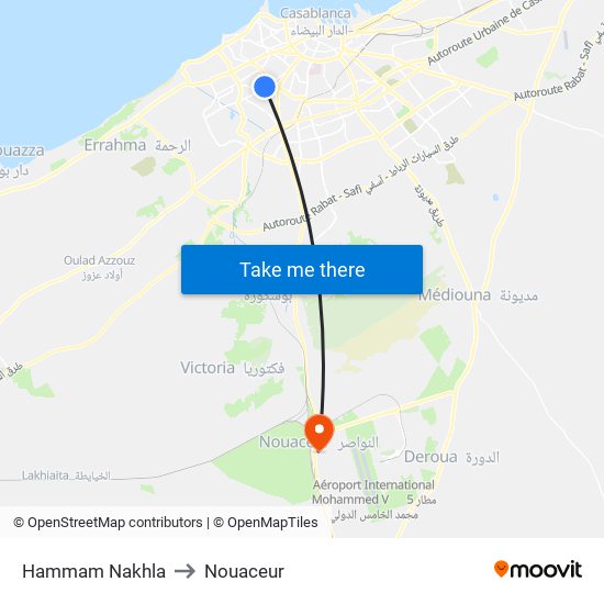 Hammam Nakhla to Nouaceur map