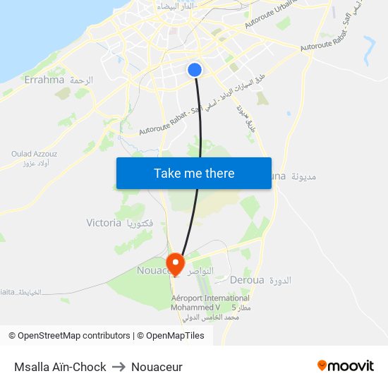 Msalla Aïn-Chock to Nouaceur map
