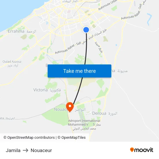 Jamila to Nouaceur map