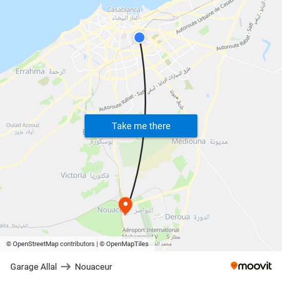 Garage Allal to Nouaceur map