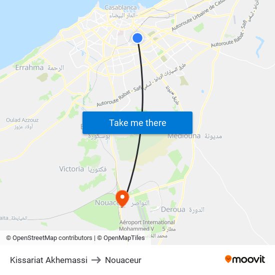 Kissariat Akhemassi to Nouaceur map