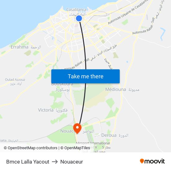 Bmce Lalla Yacout to Nouaceur map