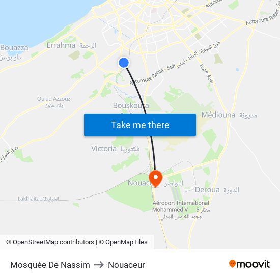 Mosquée De Nassim to Nouaceur map