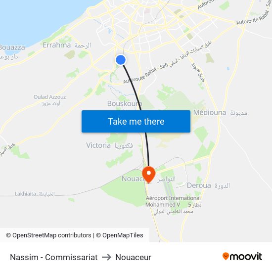 Nassim - Commissariat to Nouaceur map