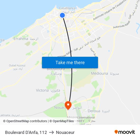 Boulevard D'Anfa, 112 to Nouaceur map