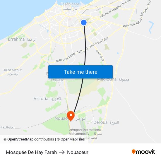 Mosquée De Hay Farah to Nouaceur map