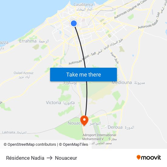 Résidence Nadia to Nouaceur map