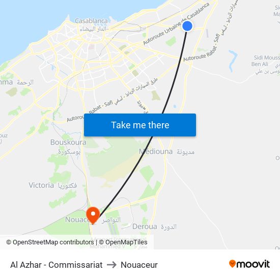 Al Azhar - Commissariat to Nouaceur map