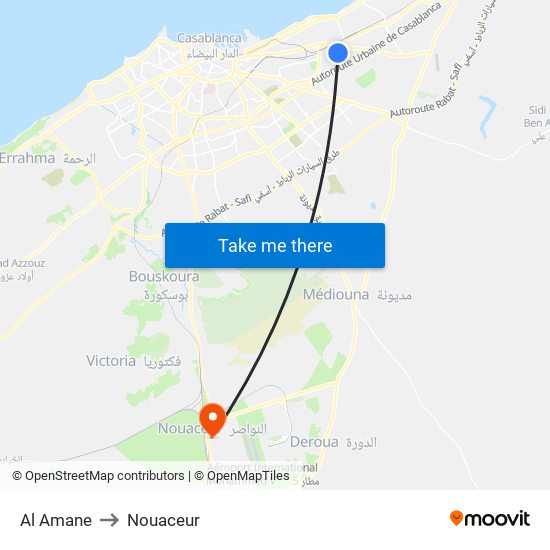 Al Amane to Nouaceur map