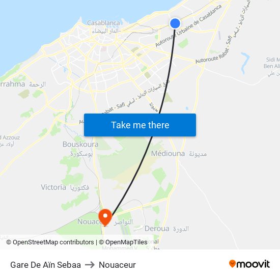 Gare De Aïn Sebaa to Nouaceur map