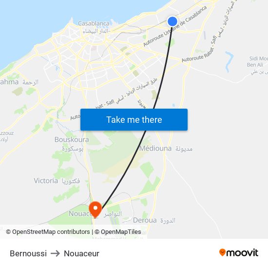 Bernoussi to Nouaceur map