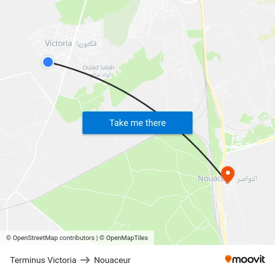 Terminus Victoria to Nouaceur map