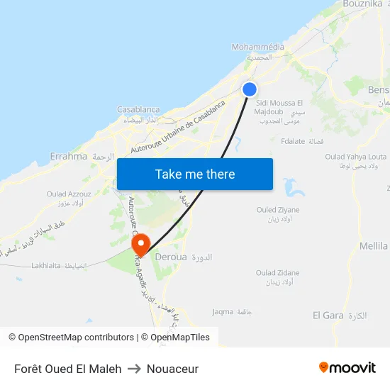 Forêt Oued El Maleh to Nouaceur map