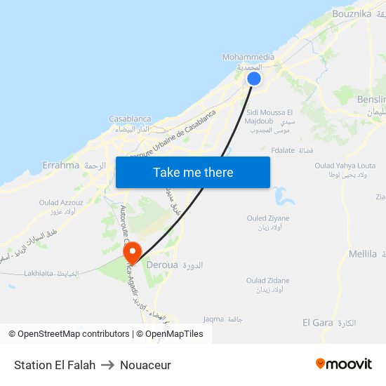 Station El Falah to Nouaceur map