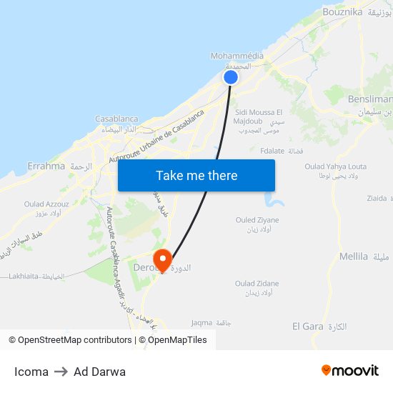 Icoma to Ad Darwa map