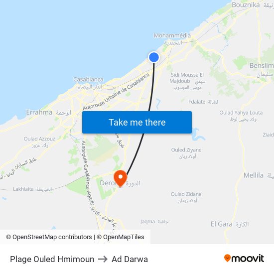Plage Ouled Hmimoun to Ad Darwa map