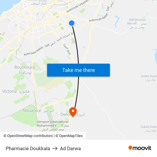 Pharmacie Doukkala to Ad Darwa map