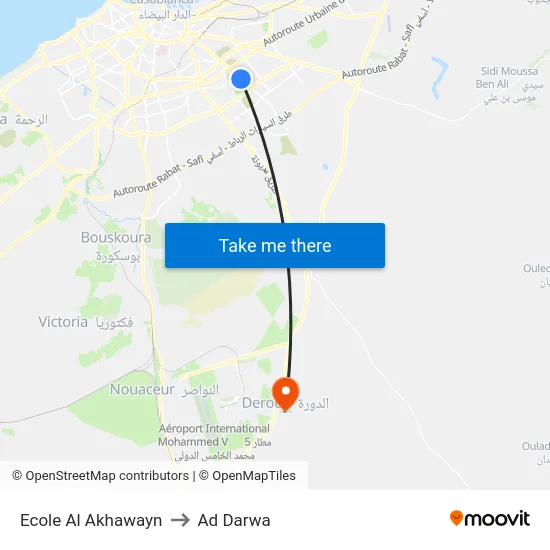 Ecole Al Akhawayn to Ad Darwa map