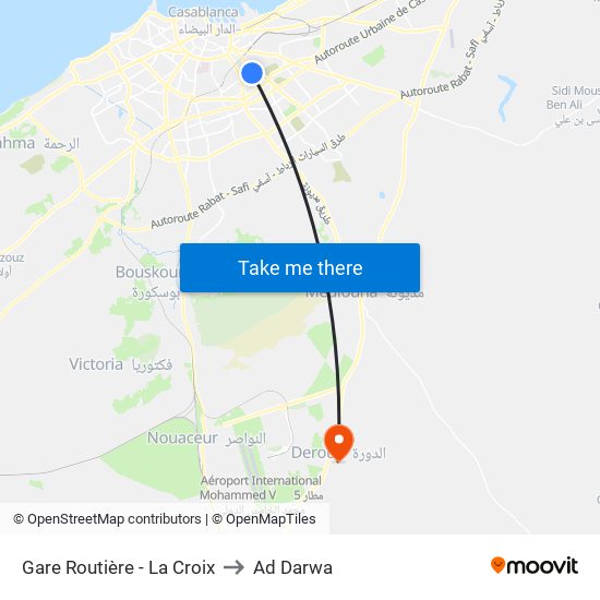 Gare Routière - La Croix to Ad Darwa map