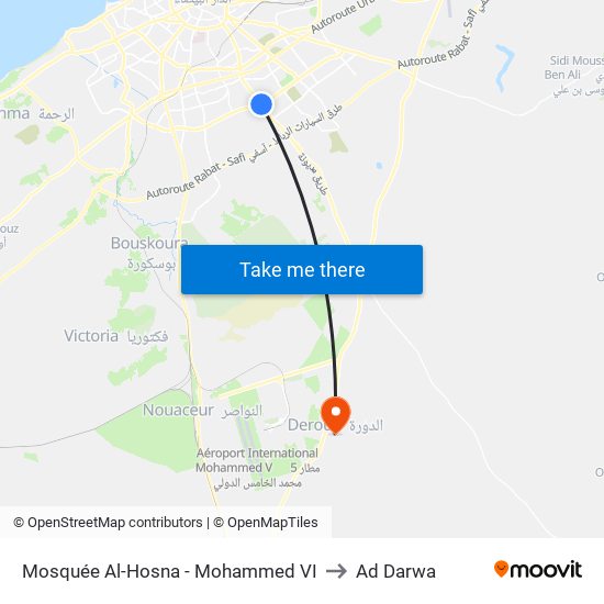 Mosquée Al-Hosna - Mohammed VI to Ad Darwa map